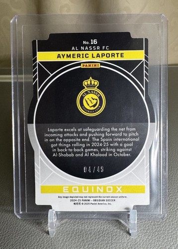 2024-25 PANINI OBSIDIAN SOCCER AYMERIC LAPORTE EQUINOX ETCH PURPLE /49 #16 - Picture 2 of 2