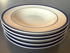 Williams Sonoma BRASSERIE BLUE Wide Rim Pasta, Salad, Soup Bowls 9” Japan SET/5