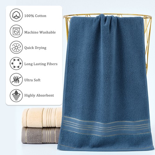 Asciugamano morbido 100% cotone premium 3 pezzi morbido oro lusso assorbente panno viso bagno - Foto 2 di 14
