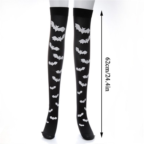 Medias hasta el muslo de mezcla de algodón con estampado de huesos para disfraces de Halloween - Imagen 3 de 27