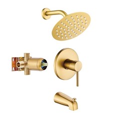 Rainfall Shower Faucet Set 8" Round Head System Tub Spout with Rough in valve