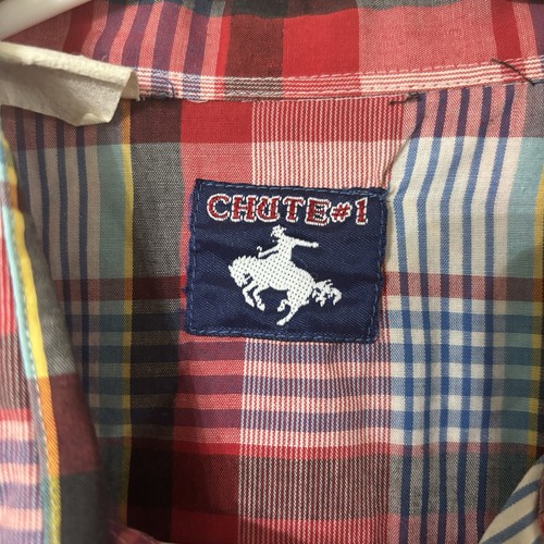Camisa a Presión De Colección Chute #1 Western Pearl Para Hombres Talla L Roja A Cuadros Manga Larga - Imagen 3 de 5