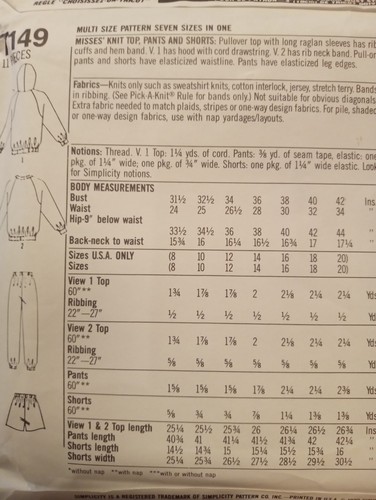 UC Women's Sweats Sewing Pattern Sweatshirt Pattern Sweatpants Shorts 7149 - Picture 2 of 2