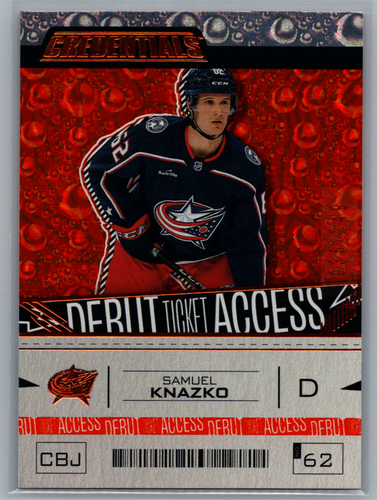 2023-24 Credentials - Debut Ticket Access Samuel Knazko #177 Orange /249 (RC)
