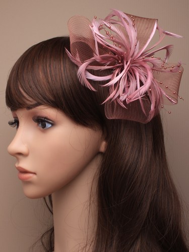 Stunning Feather Net & Pearl Fascinator Beak Clip & Pin Grey Purple Turquoise - Picture 15 of 25