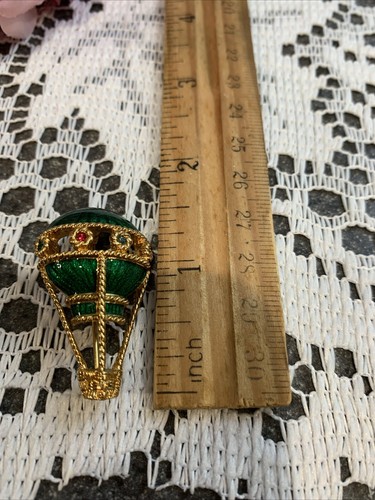 Swarovski Sign Emerald Green  Enamel ,Crystal Rhinestone Hot Air Balloon Brooch - Picture 7 of 11