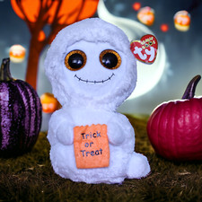 Ty Beanie Boos Mist the Ghost Halloween Plush Stuffed Toy Glitter Eyes Retired