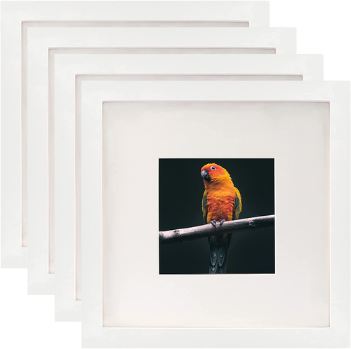 White 10X10 Picture Frames Set of 4 Display Pictures 5X5 with Mat or 10X10 - Picture 8 of 12