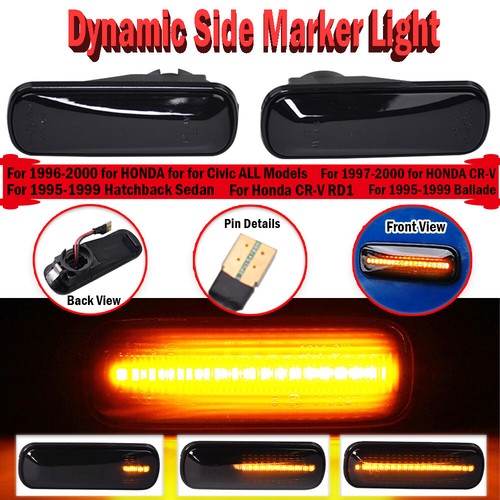 LED Sequential Side Marker Light For Honda Civic 1996 1997 1998 1999-2000