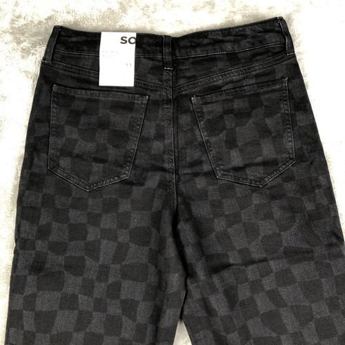 SO Jeans High-Rise Stretch Straight Damen Größe 11 Schwarz Karomuster 30x27,5 - Bild 12 von 14