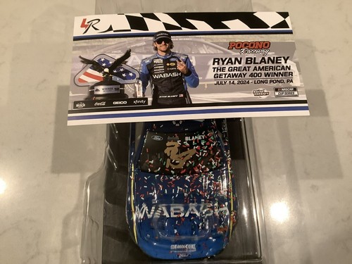 RYAN BLANEY AUTOGRAPHED 2024 FORD MUSTANG WABASH POCONO RACE WIN DIECAST & CARD - Picture 7 of 20