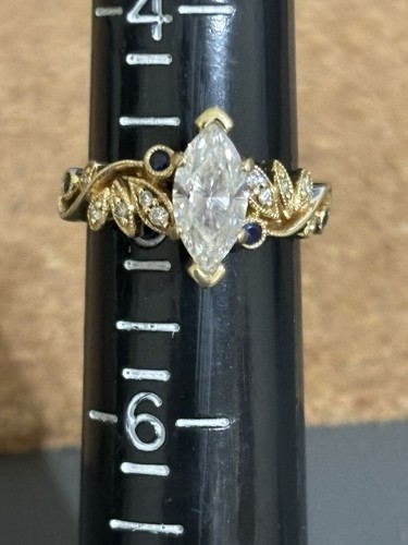 Kashi NY Designer~14k Yellow Gold Marquise Diamond Ring - Picture 10 of 10
