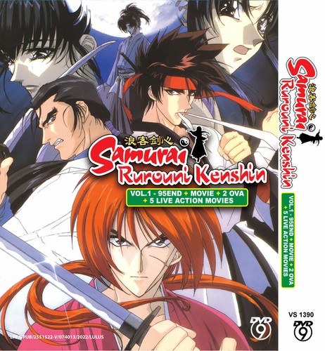 Rurouni Kenshin Vol.1-95 End + Movie + 2 Ova + 5 Live Action Anime Dvd Eng Dub