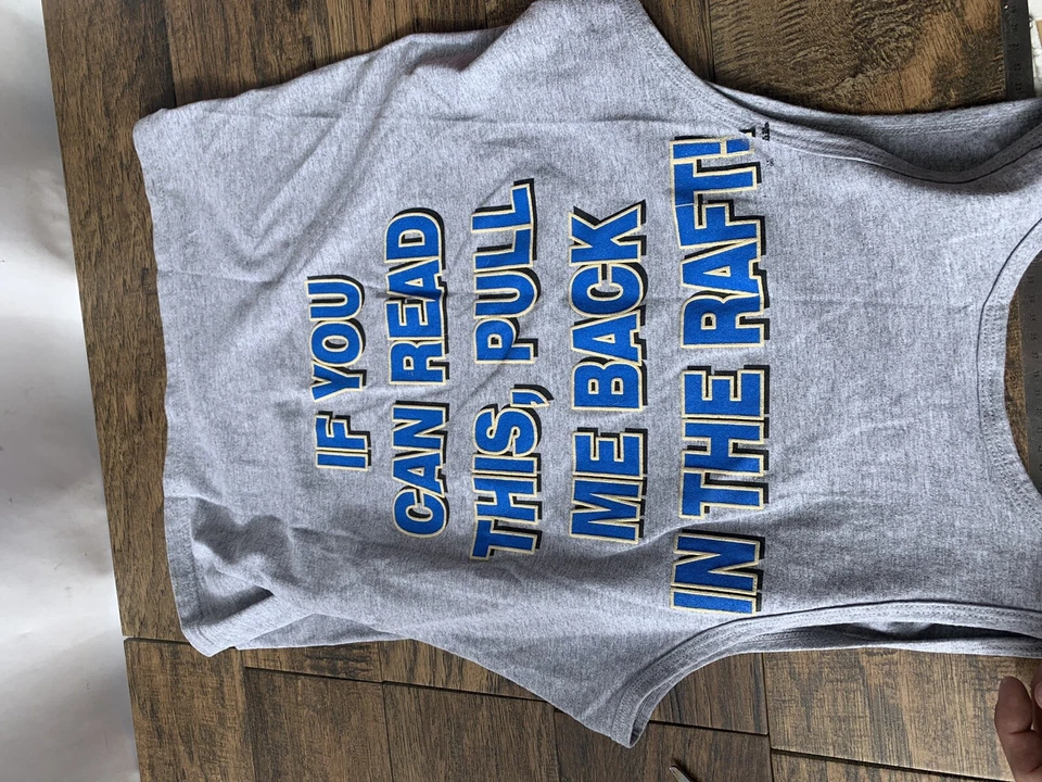 Camisa sin mangas vintage años 90 L humor EE. UU. Divertida playa nadar piragüismo Foto 2 de 4