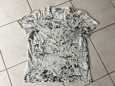 T-shirt Sandro - Blanc/noir - Taille 38 (36/38) - Coton - Occasion Très Bon état