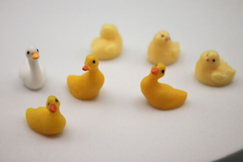 1:6 Scale Mini Chicks and Ducks 7 Pcs Farm Animals Set for Fairy Garden Pond - Picture 8 of 12