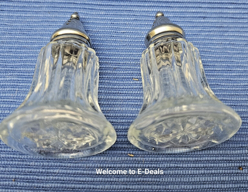 VINTAGE KLAR GESCHLIFFENES GLAS Salz & Pfefferstreuer-Mid Century Geschirr-rund-3,5" - Bild 5 von 14