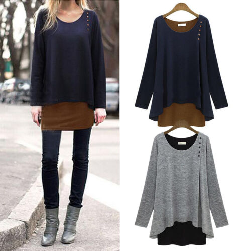 Oversized Womens Batwing Sleeve Long Baggy Sweater Pullover T-Shirt Blouse Tops - Photo 1 sur 12