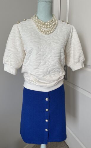 NWT Nanette Lepore Cream Fringe Tweed Blazer Size L - Picture 13 of 16