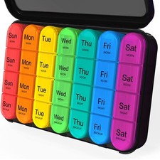 Daviky Pill Organizer 4 Times a Day Daily Pill Box Organizer Large Weekly Med...