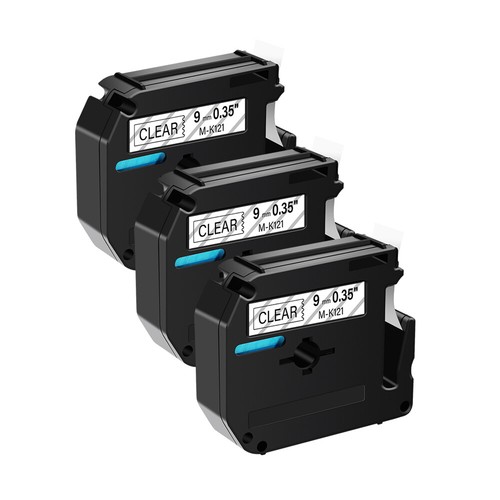 3×Compatible Brother P-Touch M-K121 M121 Ruban étiqueteuse Noir sur Clair 9mm