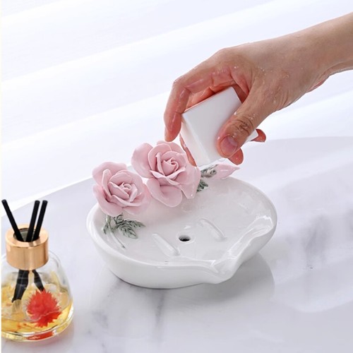 1x Household Ceramic Soap Dish Tray soap Holder Draining soap dish for Bathroom - Picture 7 of 12