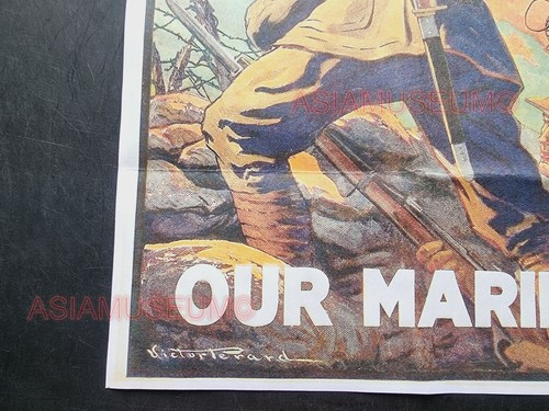 1943 Segunda Guerra Mundial Marines de América Marina Batalla Islas de Guerra del Pacífico Cartel de propaganda 445 - Imagen 9 de 11