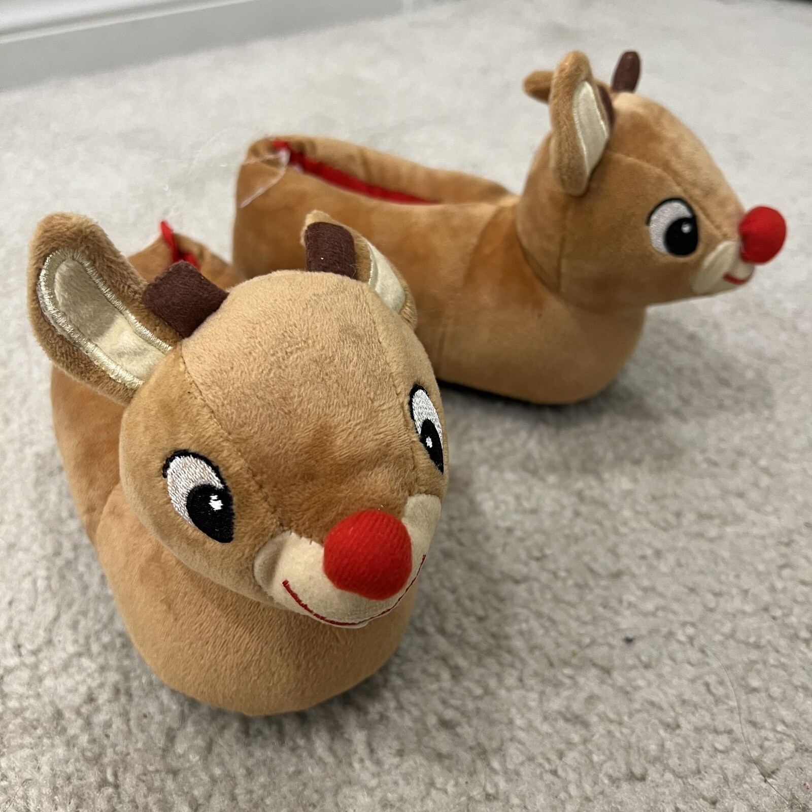 APL Pantofole natalizie peluche renne peluche Rudolph The Red Nase per bambini taglia 7 8 NUOVE