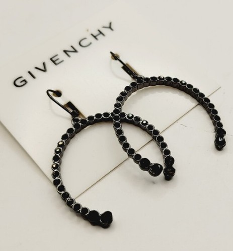 Givenchy Hematite Tone Black Dangle Earrings 2 in Vintage - Picture 1 of 5