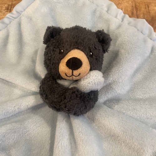 Carter's Black Dark Gray Bear Baby Blue Security Blanket Lovey Satin 14” 2018 - Picture 2 of 6