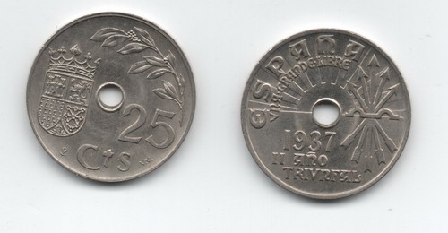 España España 25 Céntimos 1937 Franco CuNi KM 753 UNC