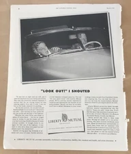 Liberty Mutual ad print ad 1951 vintage retro art 1950s home decor car Look Out!