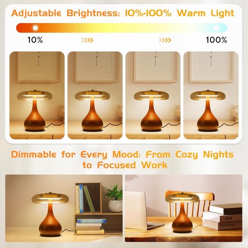 Wooden Table Lamps for Living Room - Farmhouse Lamps for Night Stands with Ad... - Picture 4 of 6