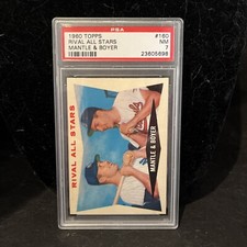 1960 Topps # 160 Rival All Stars Mantle & Boyer graded by PSA 7