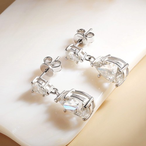 7cttw D VVS1 Pear Cut Moissanite Women Drop Dangle Earrings 925 Sterling Silver - Picture 7 of 12