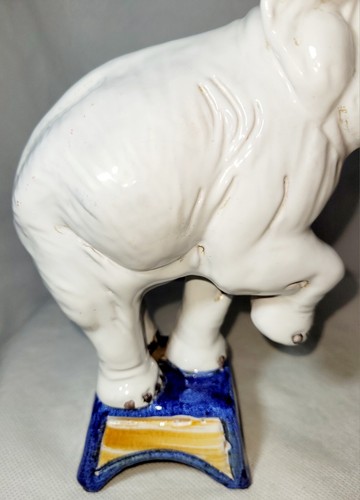 Pair Of Italian Majolica Pottery White Circus Elephant Figurine Statues/Italy - Picture 12 of 24