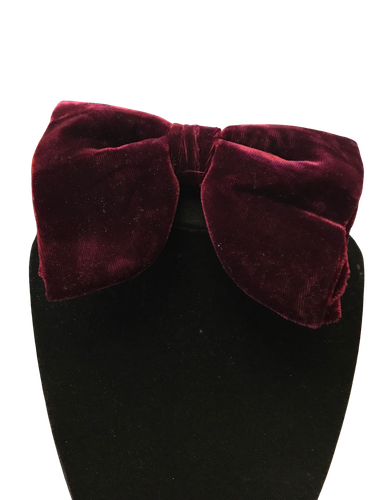 Vtg Gentlemen Dark Burgundy Velvet Oversize Bow Tie Papillon - Picture 3 of 3