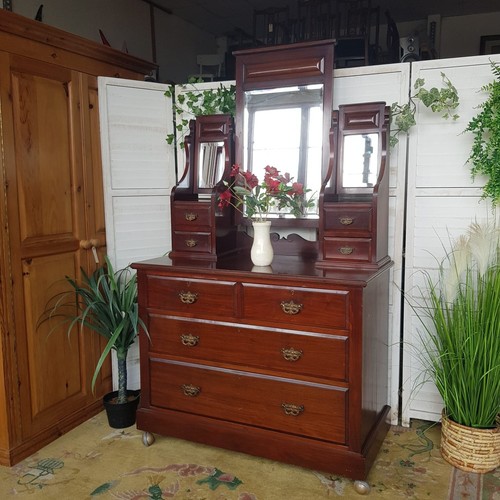 Antique Dressing Chest – Victorian – Triple Mirrors - Dressing Table - Picture 4 of 10