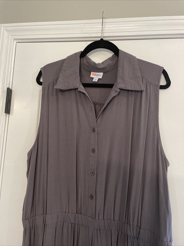 Lularoe 2XL Kathy Collared Button Jumpsuit Solid Gray - Picture 3 of 6
