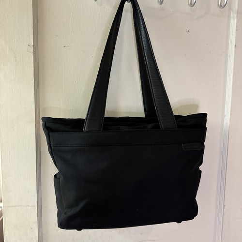 Briggs & Riley schwarz Reise Schultertasche Tasche Nylon Leder Handgepäck Weekender