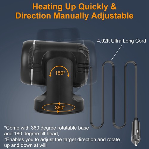 12V Portable Car Heater Heating Cooling Fan Defroster Defogger Cigarette Lighter - Picture 7 of 12