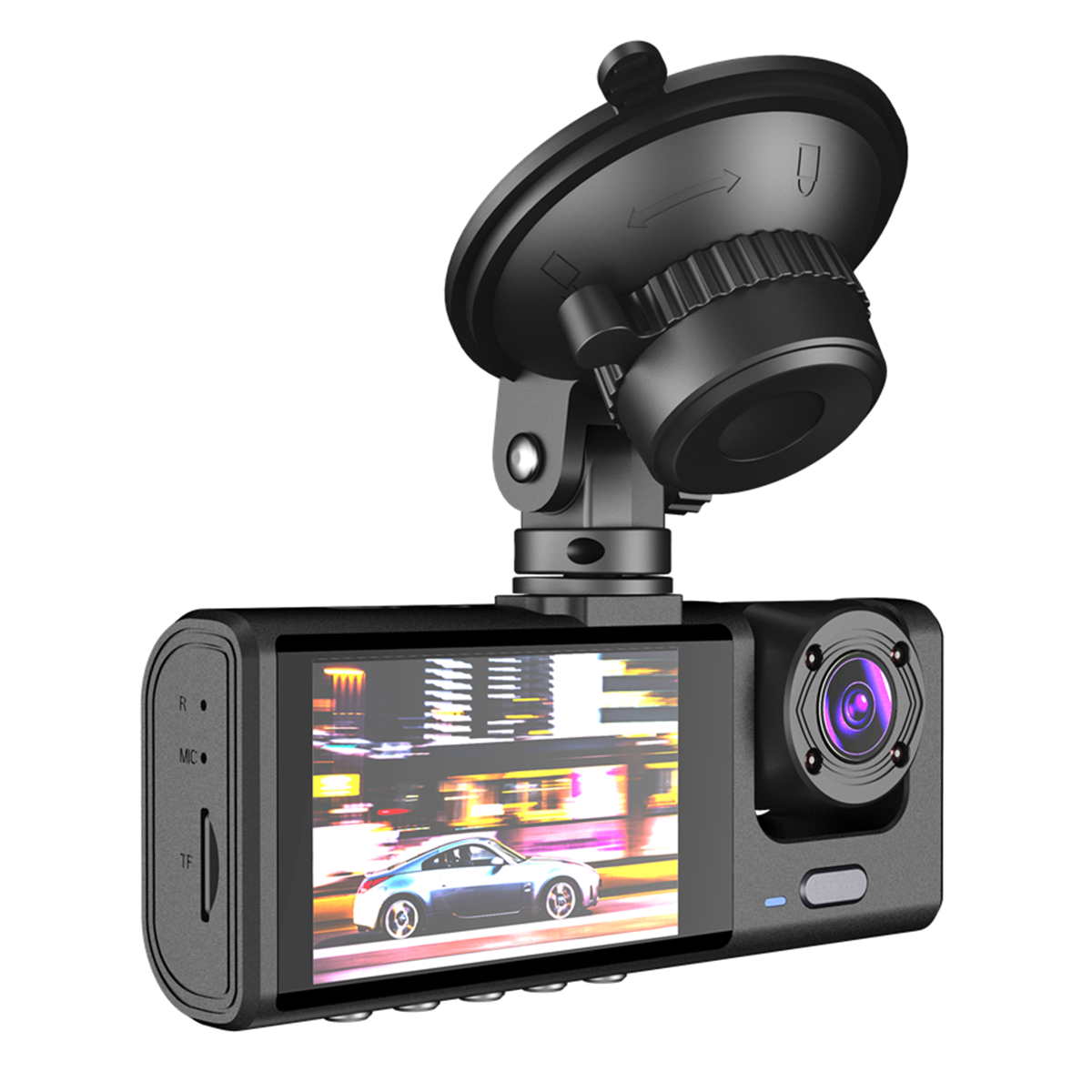 2in Dash Cam 3 Lens 1080P Car DVR with Night Vision and Parking Monitor-image
