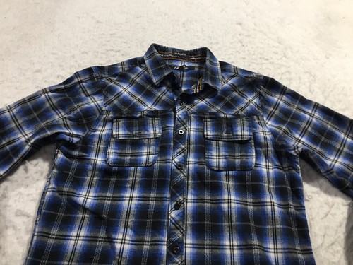 Carbon Dress Shirt Mens M Blue White Plaid Collared Long Sleeve Pockets - Picture 3 of 18