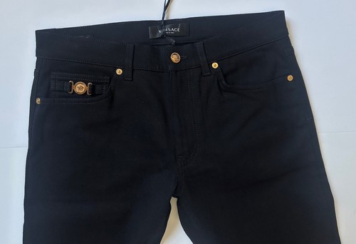 Versace Men’s Black Mitchel Fit Rinsed Denim Jeans Black 38 US 1011693 NWT $675 - Picture 2 of 12