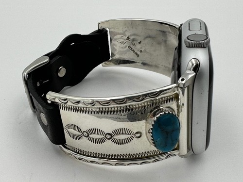 Nelson Morgan 42/44/45mm Unisex Stamped Sterling Silver and Turquoise and #9 - Picture 3 of 20