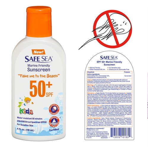 Safe Sea Anti Meduse Sunblock SPF50 Lozione per Bambini (Bottiglia da 4 oz, Confezione da 4) - Foto 2 di 2