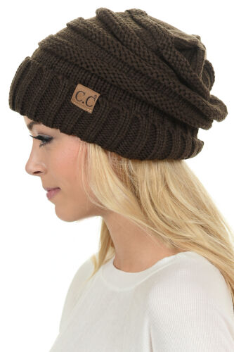 Cappello Caldo Da Donna CC Oversize Baggy Spessa Skully Cablato Lavorato a Maglia Biancheria Scivolosa - Foto 30 di 70