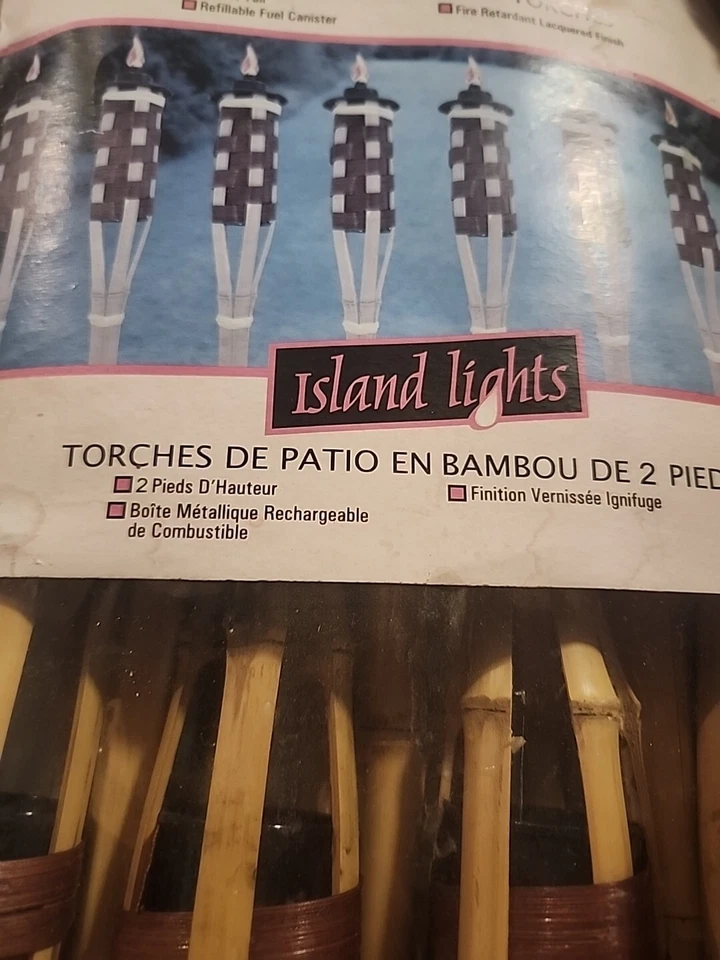8 Pack Outdoor Bamboo Tiki Torches – 2' Long Yard Decor & Mosquito Repellent - Image 4 of 4