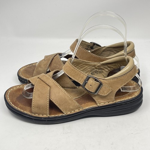 Minnetonka Sandals Womens 8 Brown Leather Classic Quarter Ankle Strap Shoes - Picture 4 of 14