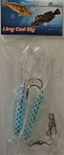 10 Packungen 4,5" Ling Dorsch zwei Bulb Tintenfisch Rigs Angelköder - FARBE WÄHLBAR - Bild 6 von 7